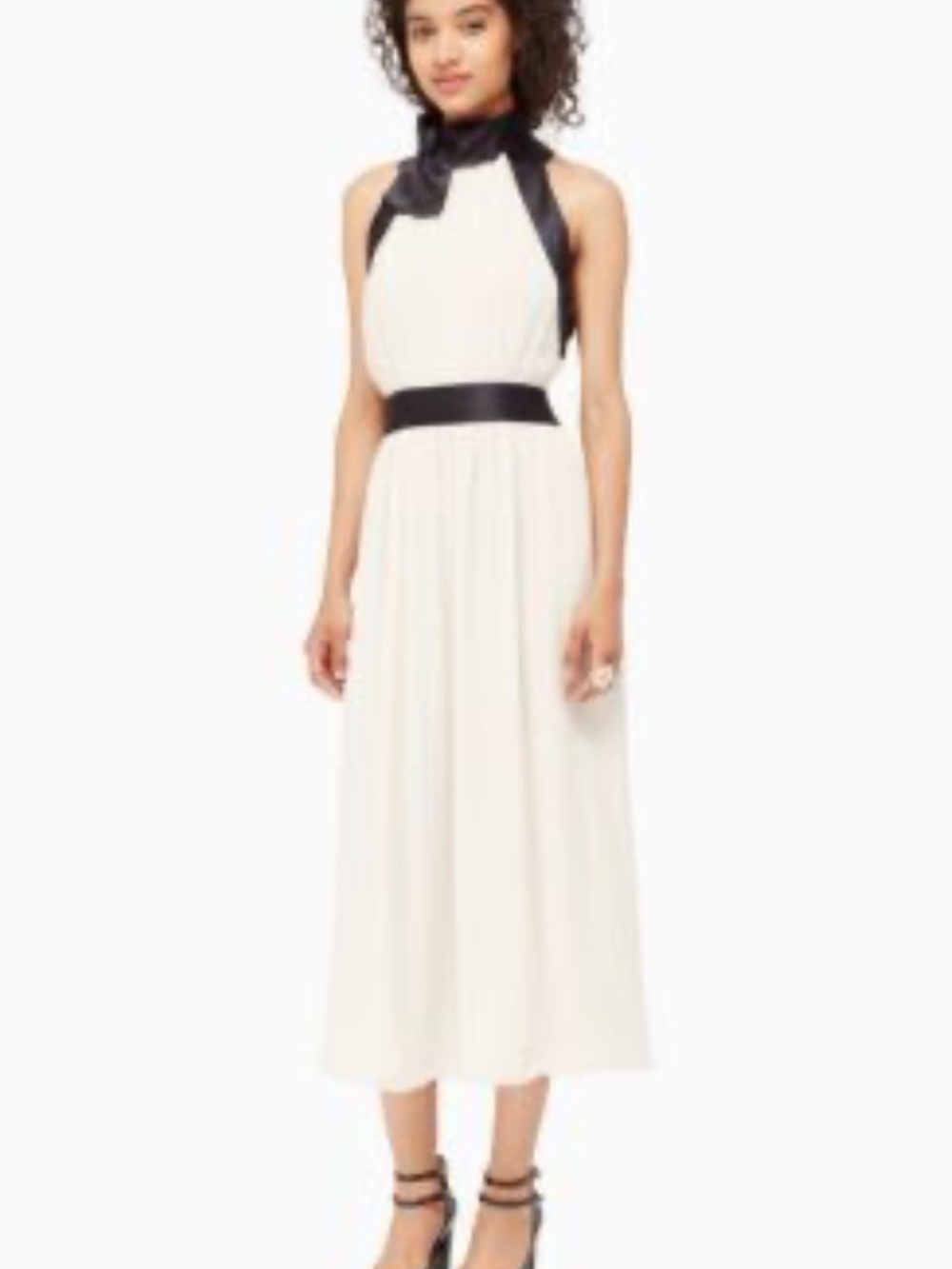 Kate Spade long silk chiffon dress with black bow